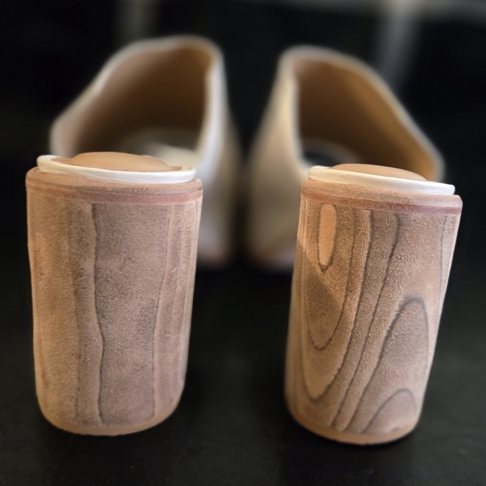 Wal & Pai Elegant White Women's Heel Mules Tan - Picture 5 of 8